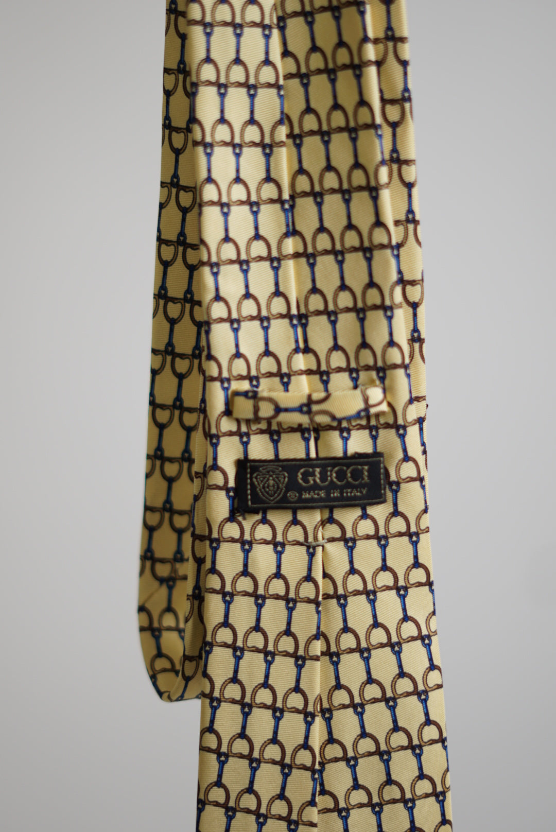 Gucci Yellow Chain Pattern Silk Tie