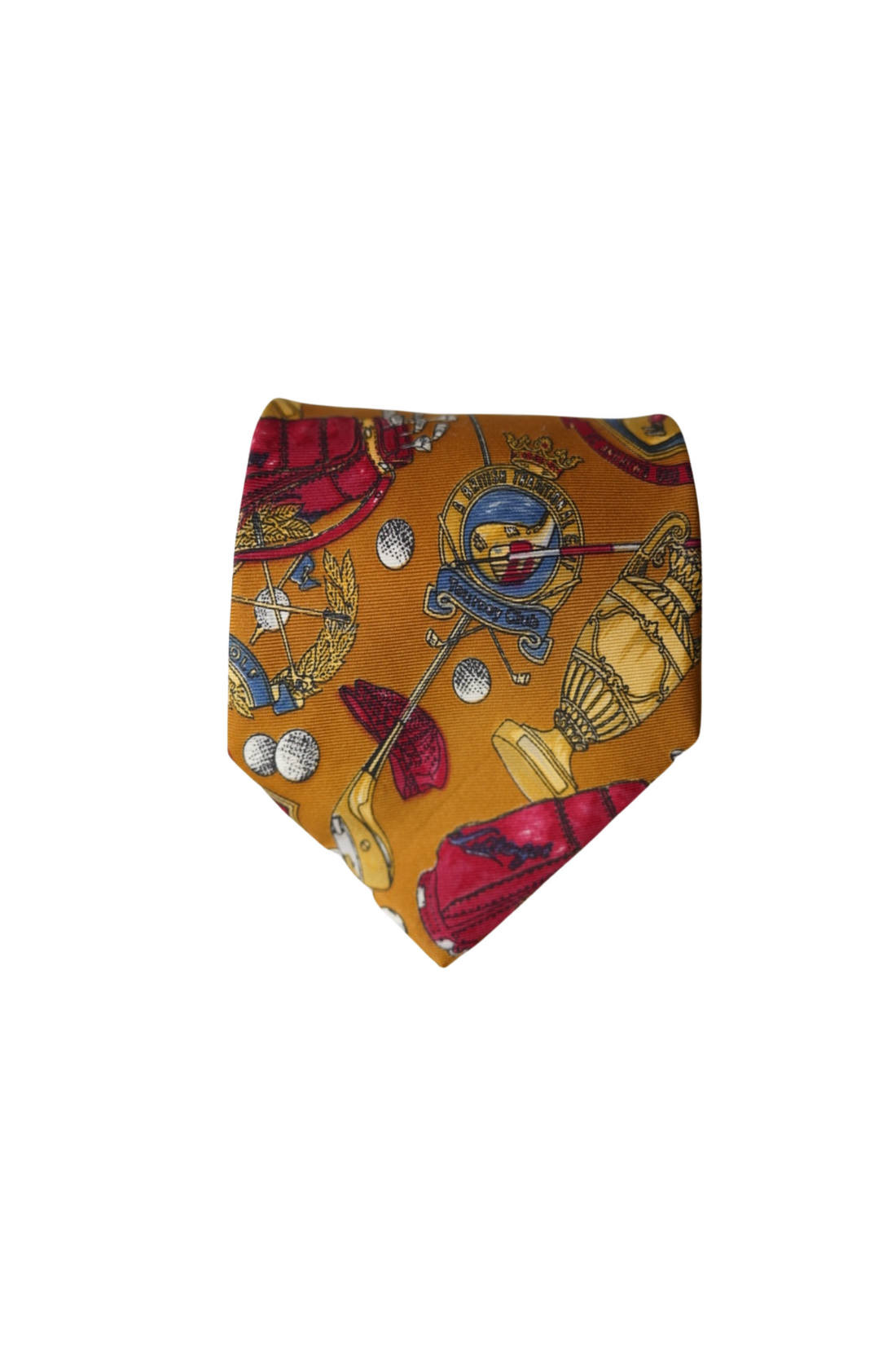 Hugo Boss Vintage Brown Golf Print Silk Tie