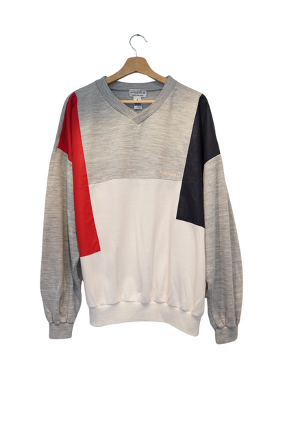 Le Coq Sportif Grey, White, Red and Navy Collection Noah V-Neck