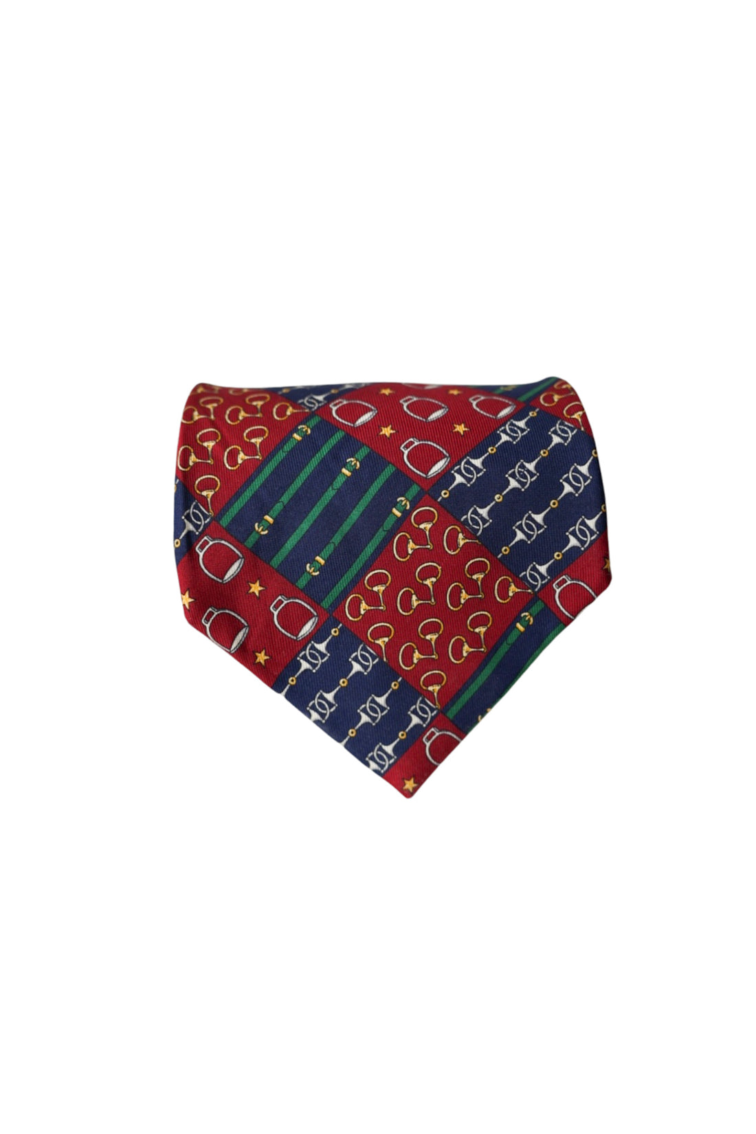 Tommy Hilfiger – Seidenkrawatte mit Ketten- und Sternenmuster in Rot und Marineblau