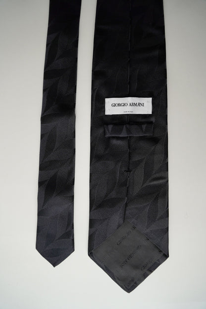 Giorgio Armani Black Flower Print Silk Tie