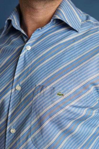 Lacoste Blue and White Striped Shirt