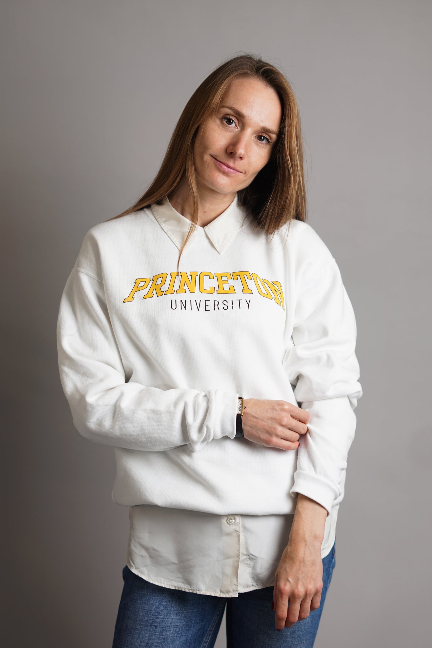 Princeton University White Vintage O-Neck Sweatshirt
