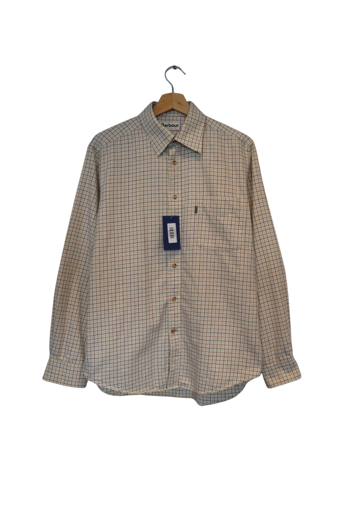 Barbour Creme, Blue, Brown and Red Checkered Comfort Fit Cotton and Wool Shirt