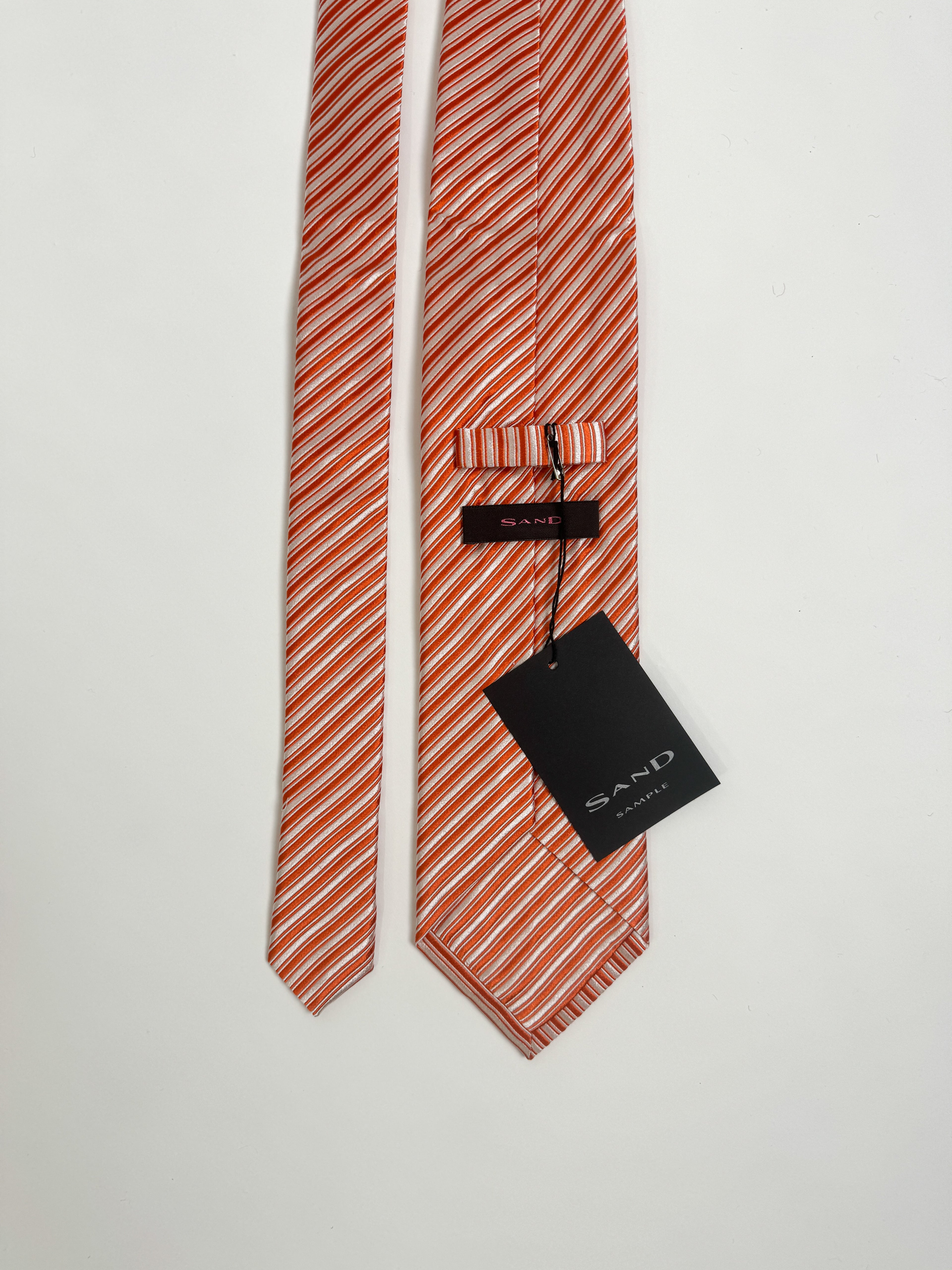 Sand Copenhagen Orange Striped Silk Tie