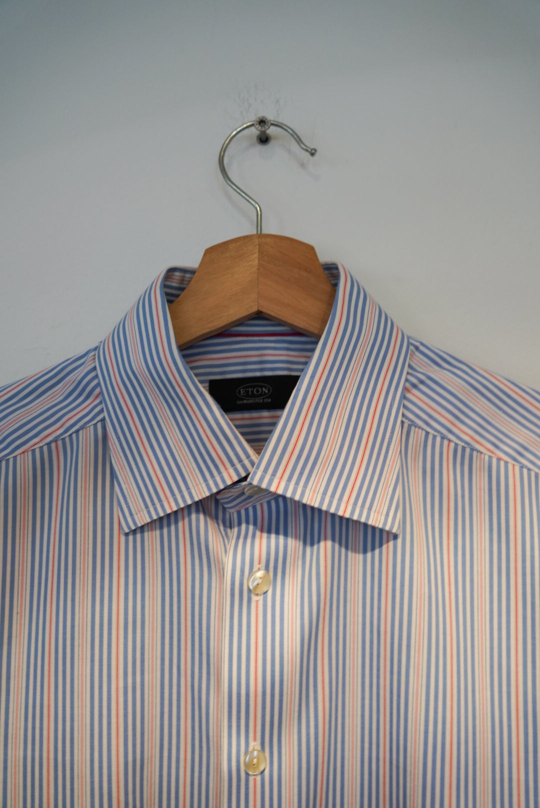 Eton Blue, White and Red Striped Walking Horses 1928 Cotton Shirt