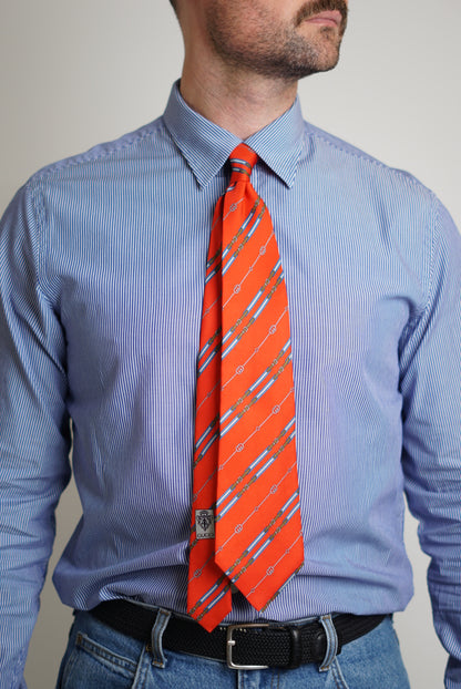 Gucci Red Belt Pattern Silk Tie