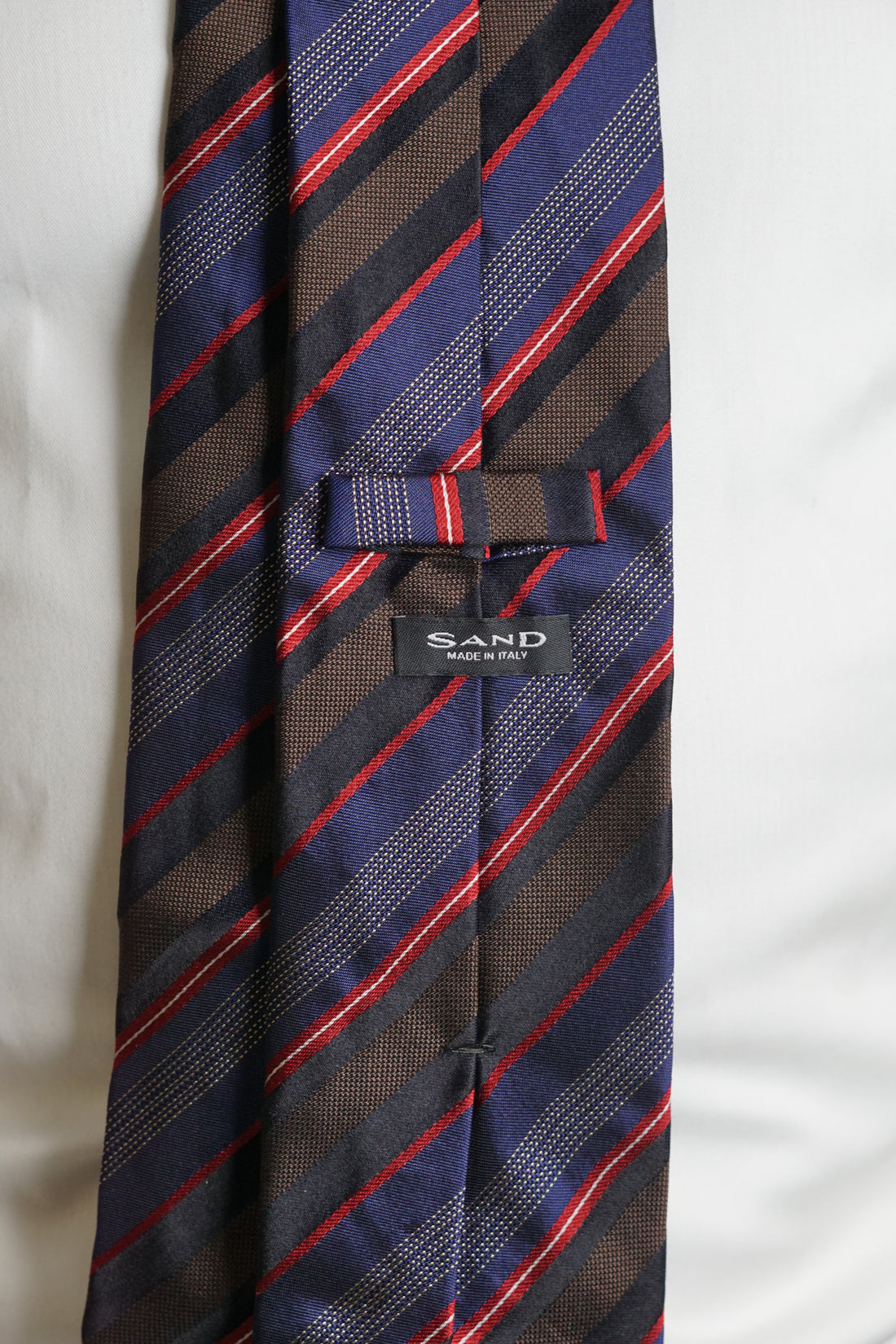 Sand Copenhagen Brown, Purple and Red Stripet Silk Tie