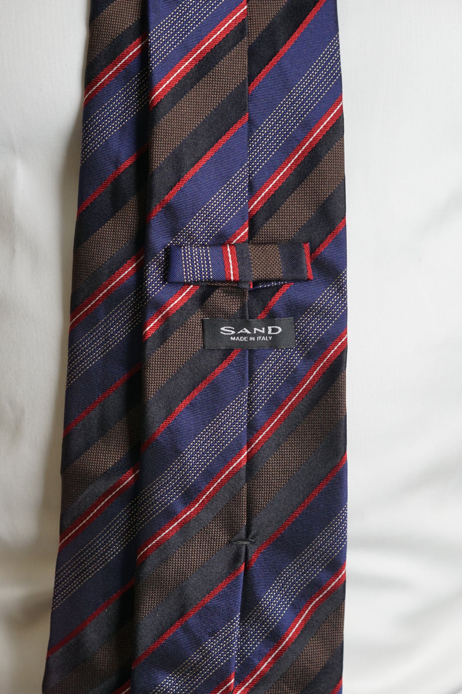 Sand Copenhagen Brown, Purple and Red Stripet Silk Tie