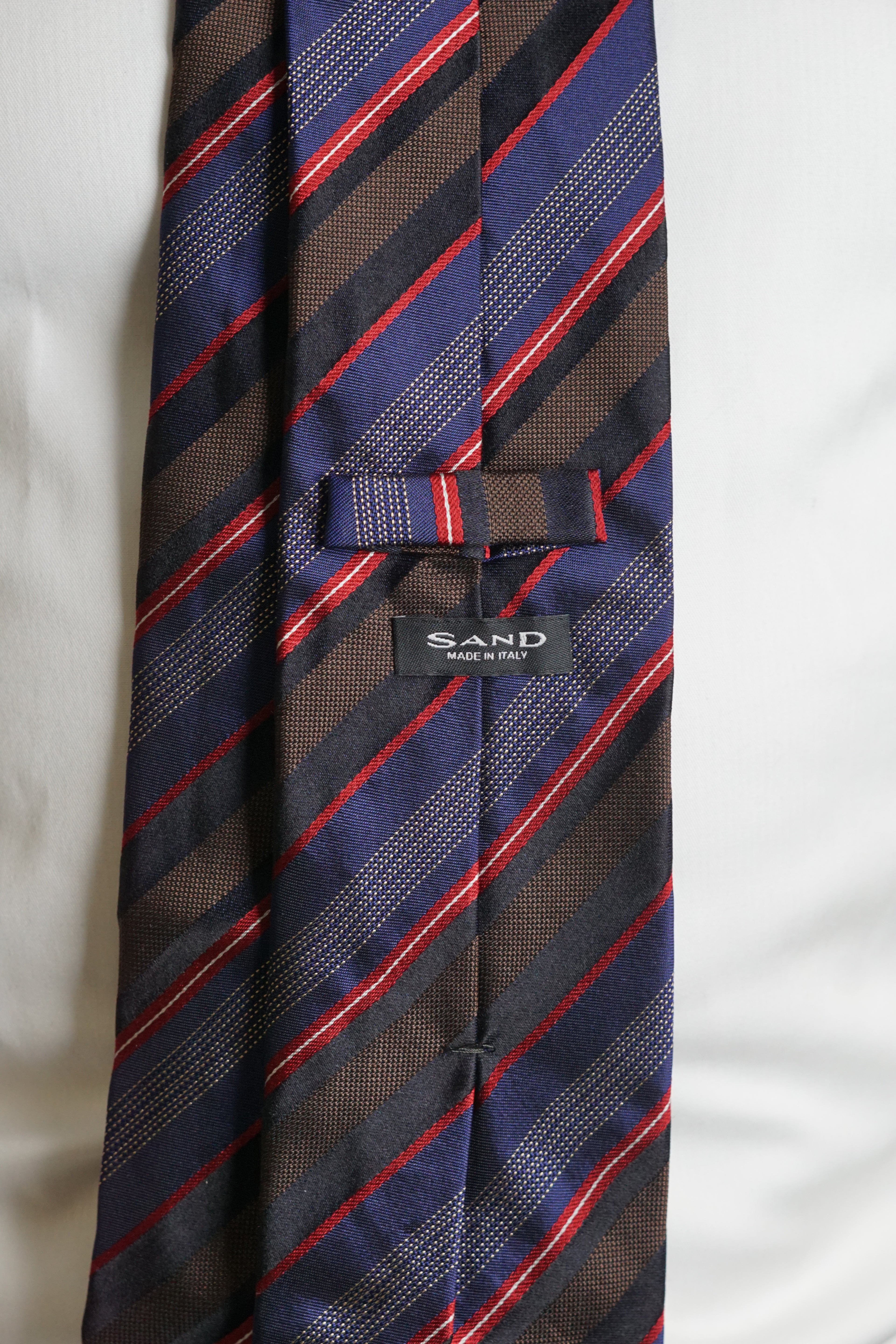 Sand Copenhagen Brown, Purple and Red Stripet Silk Tie