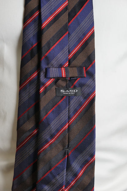 Sand Copenhagen Brown, Purple and Red Stripet Silk Tie