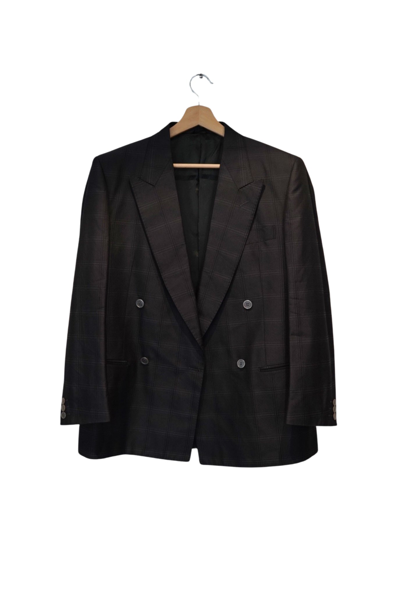Sespi Darkgrey Checkered Double-Chested Blazer