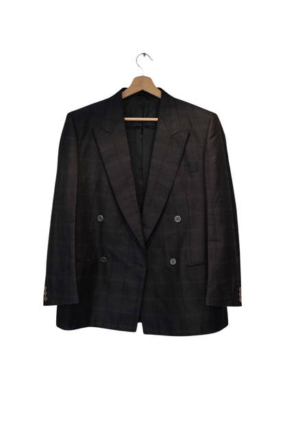 Sespi Darkgrey Checkered Double-Chested Blazer