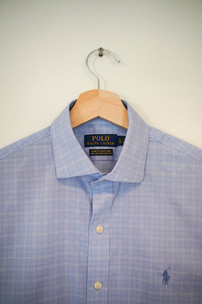 Ralph Lauren Lightblue Checkered Slim Fit Easy Care Cotton Strech Shirt