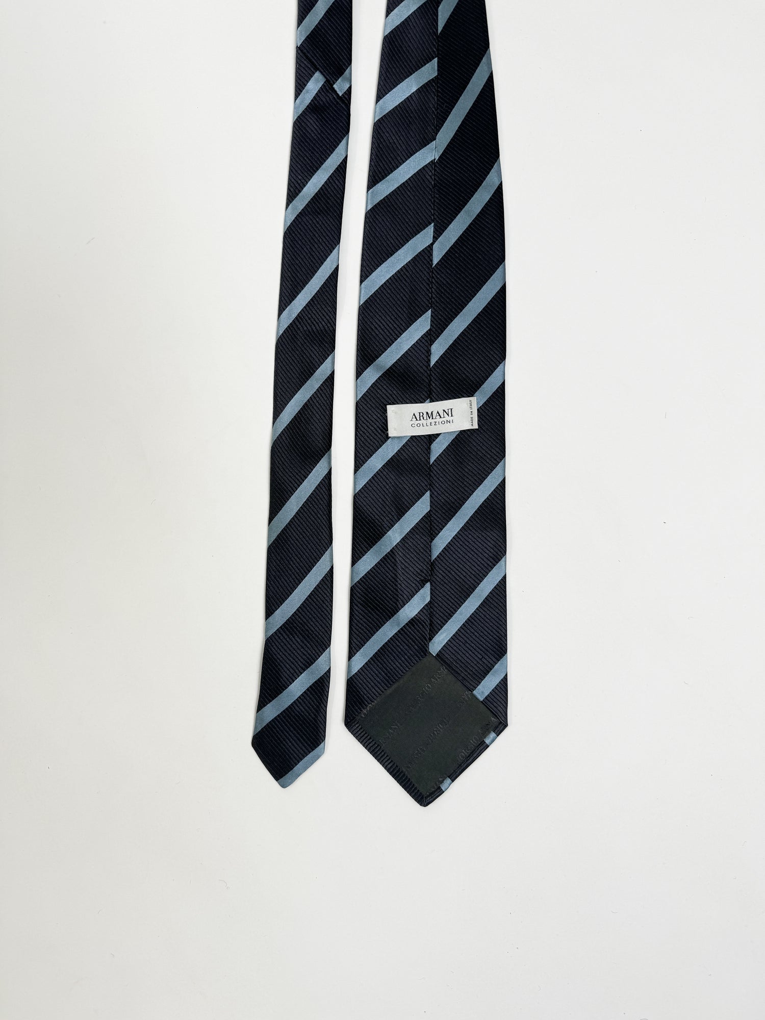 Giorgio Armani Navy and Lightblue Striped Silk Tie