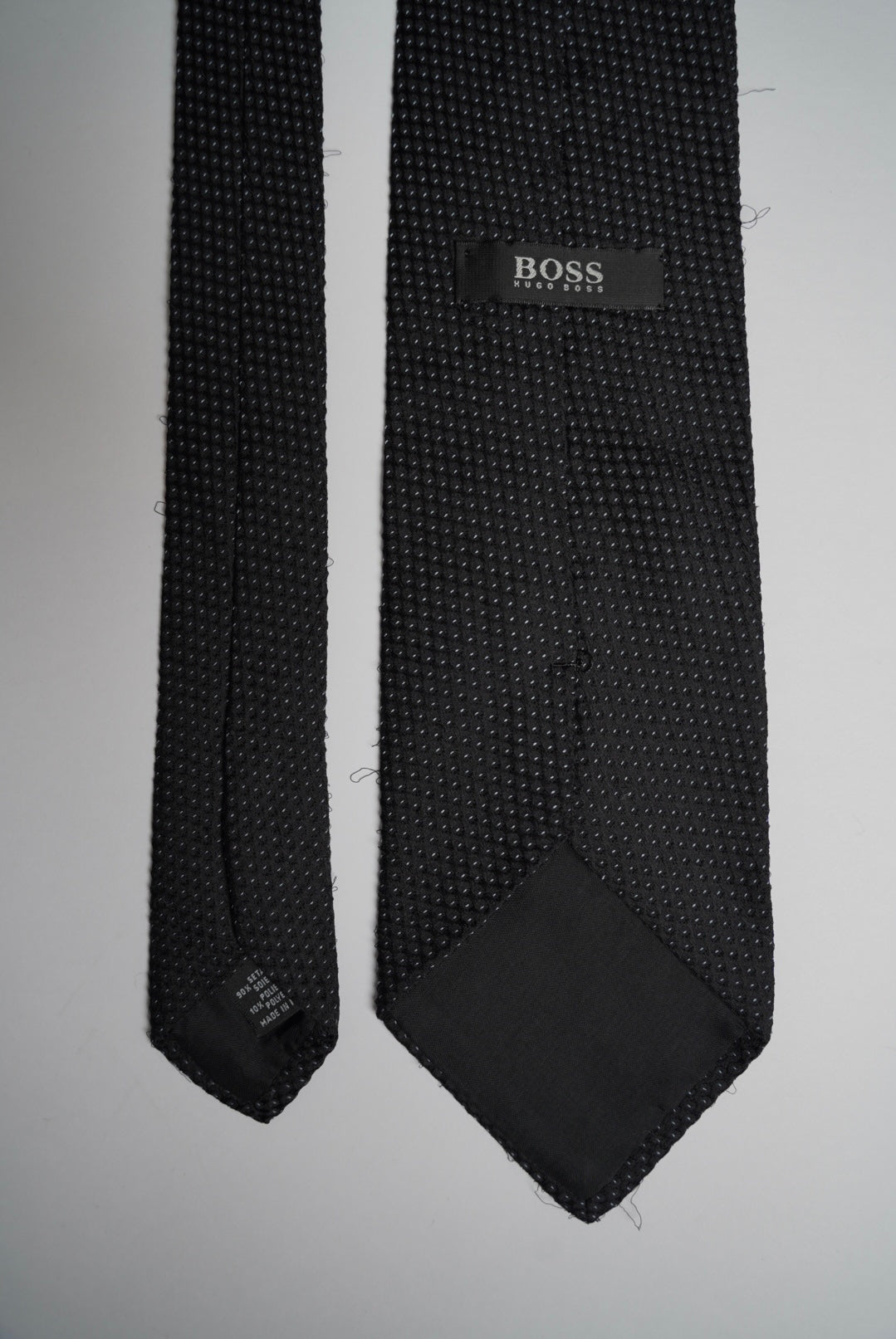 Hugo Boss Black and White Dotted Slik Tie