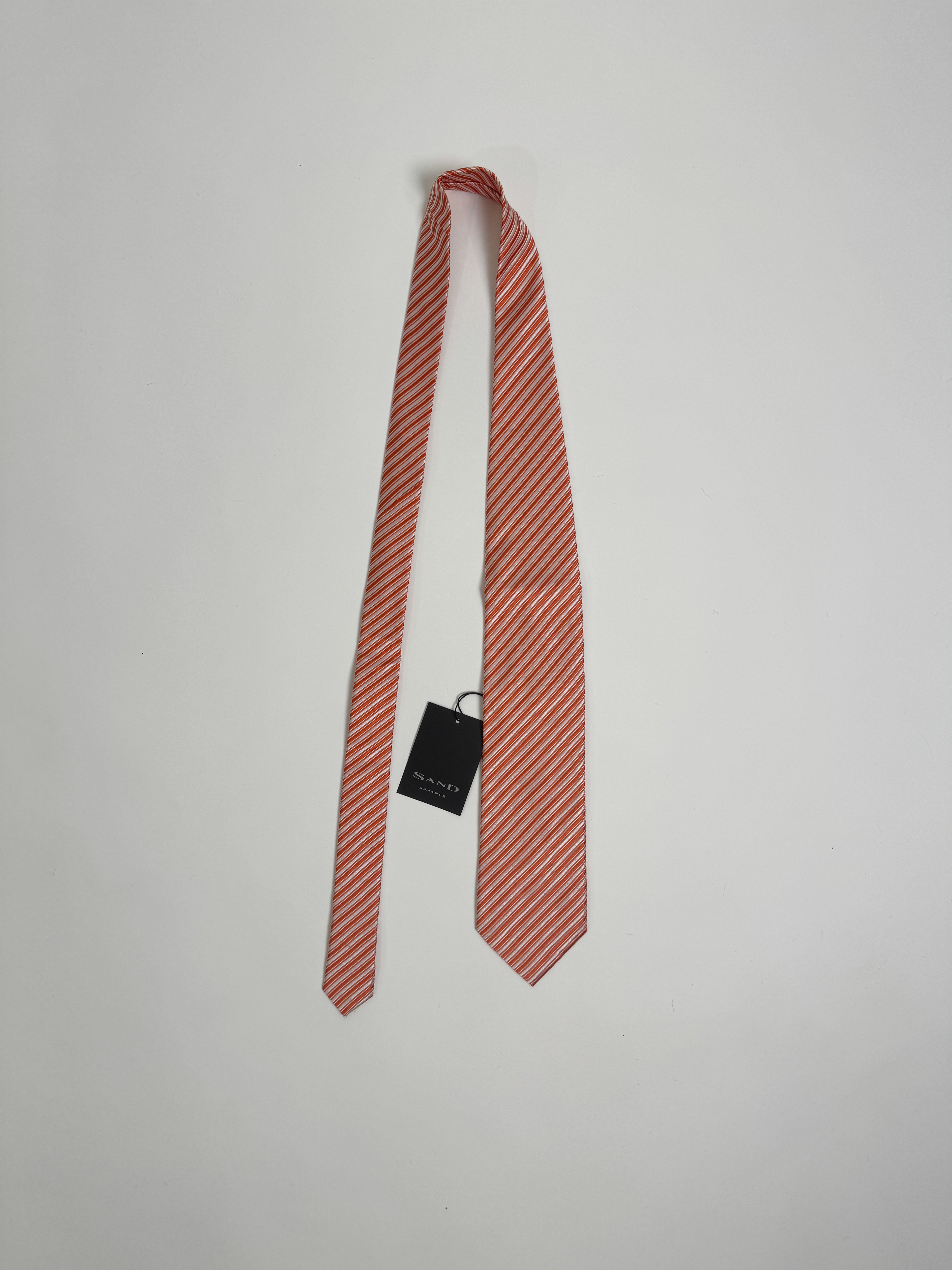 Sand Copenhagen Orange Striped Silk Tie