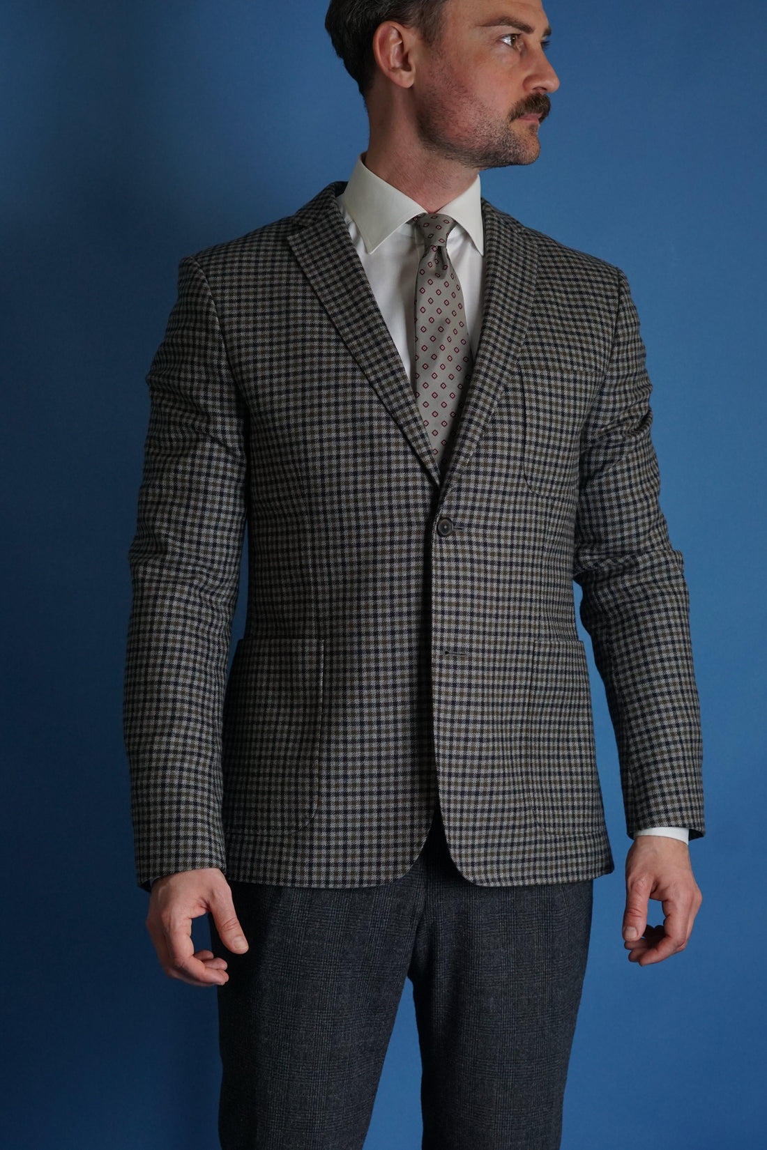 J. Lindeberg Dark Checkered Virgin Wool Blazer