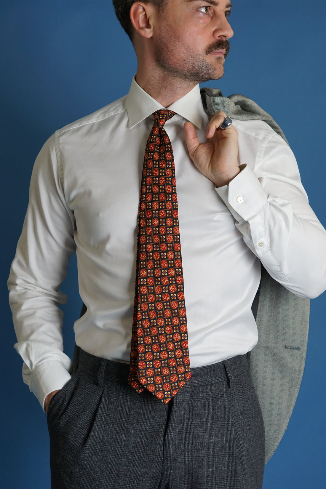 Pierre Balmain Paris Navy and Red Vintage Silk Tie