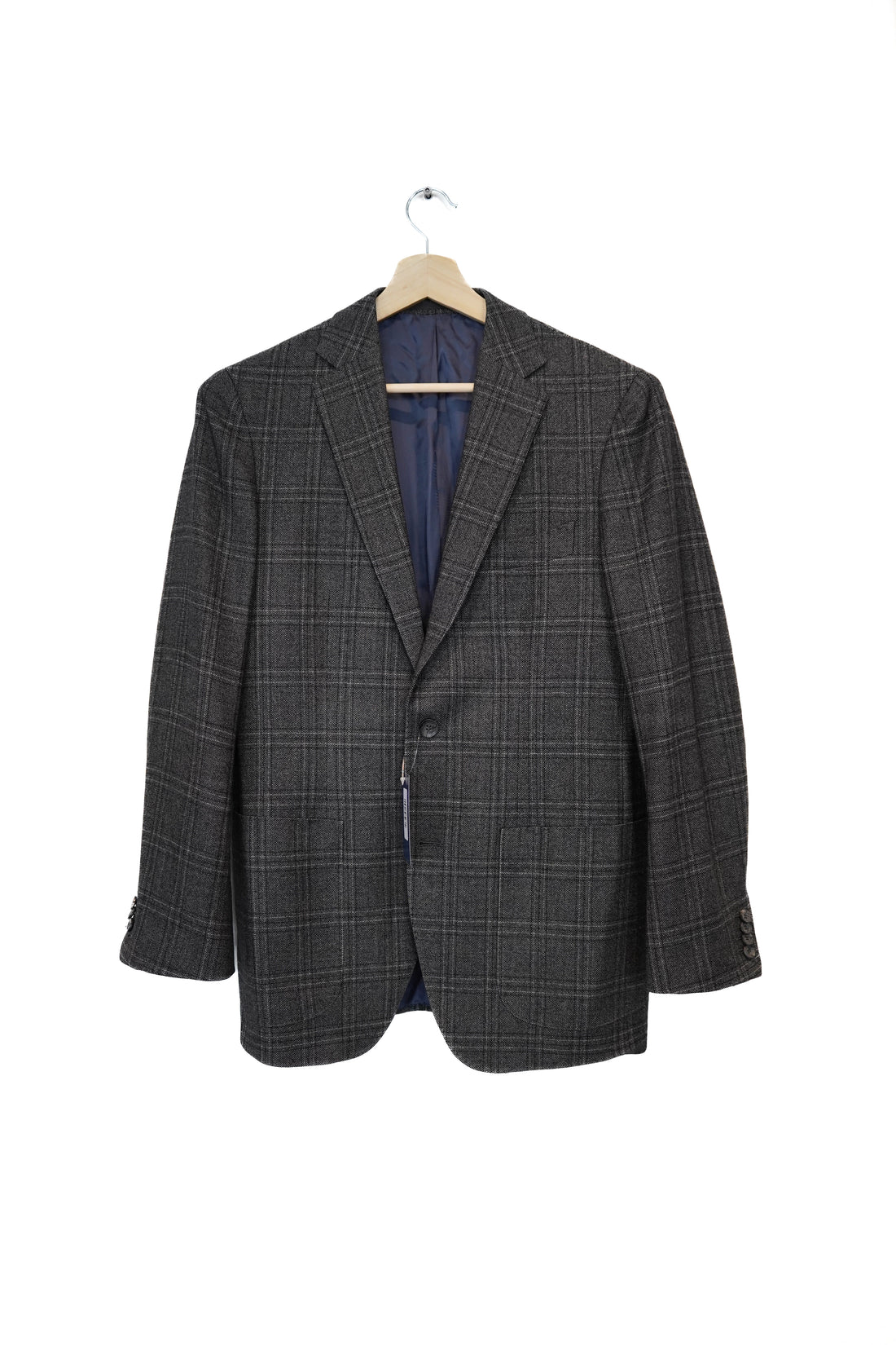 Suitsupply Grey Checkered Havana Patch Pure Wool Blazer