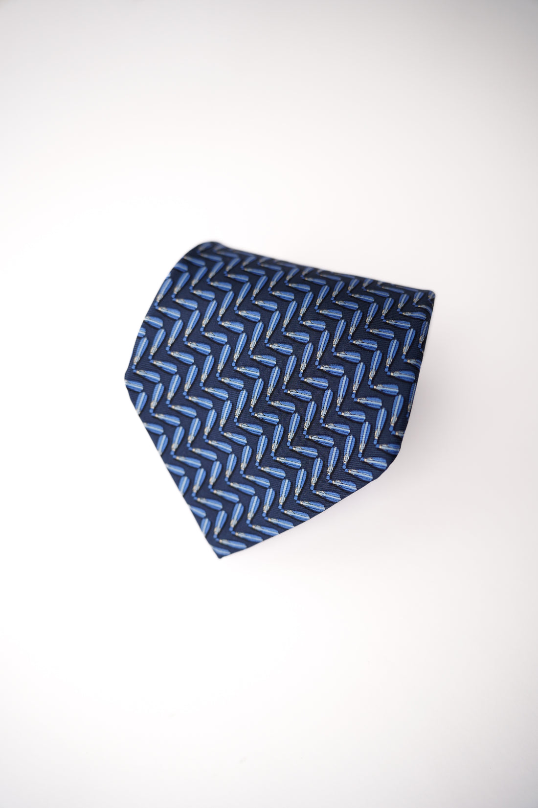 Dunhill Navy Blue Pen Print Silk Tie