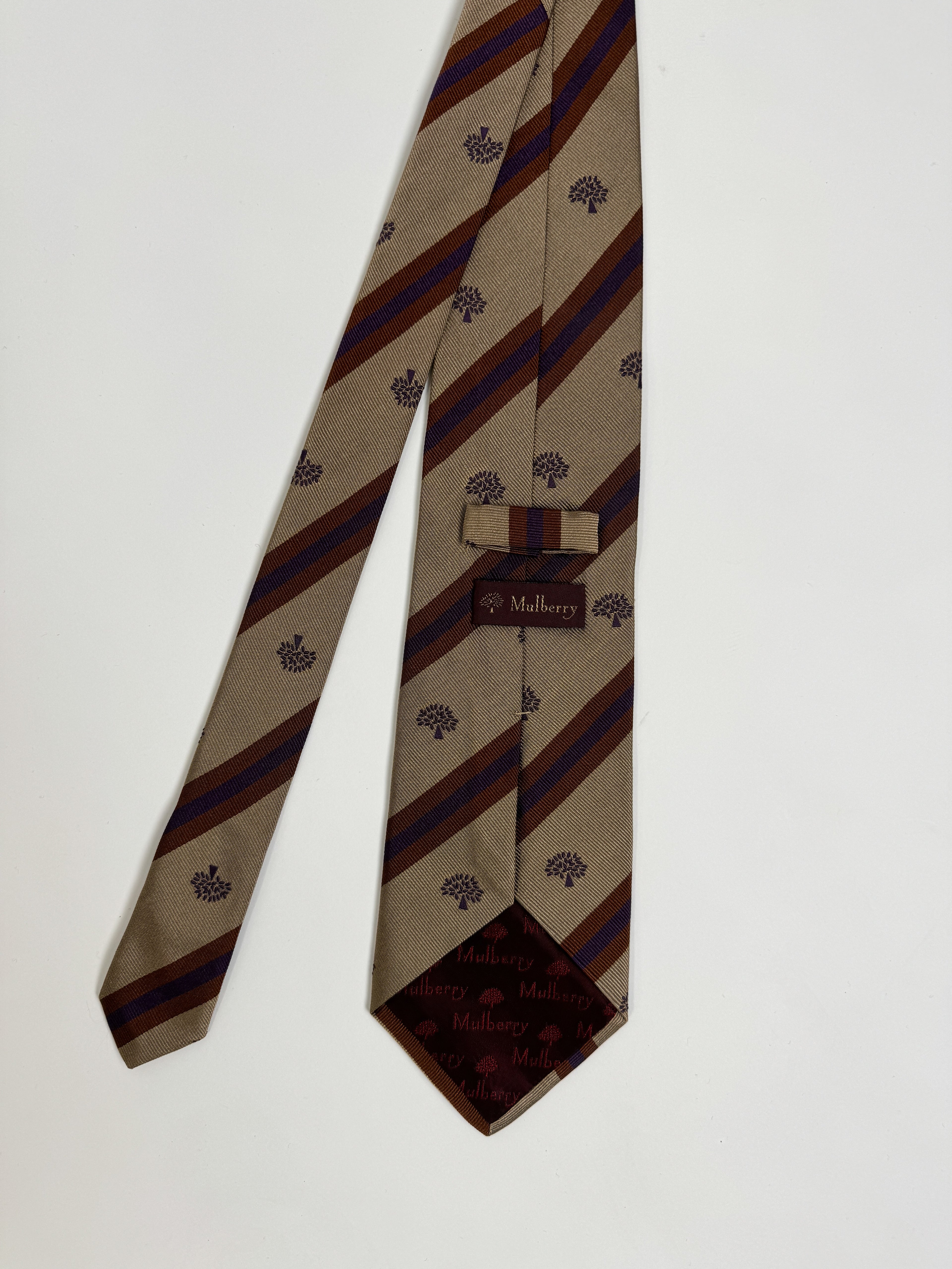 Mulberry Striped Logo Tie