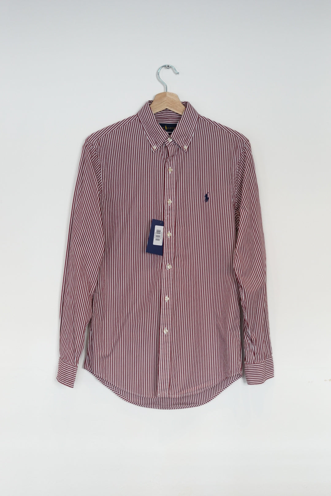 Ralph Lauren Red and White Striped Cotton Stretch Shirt