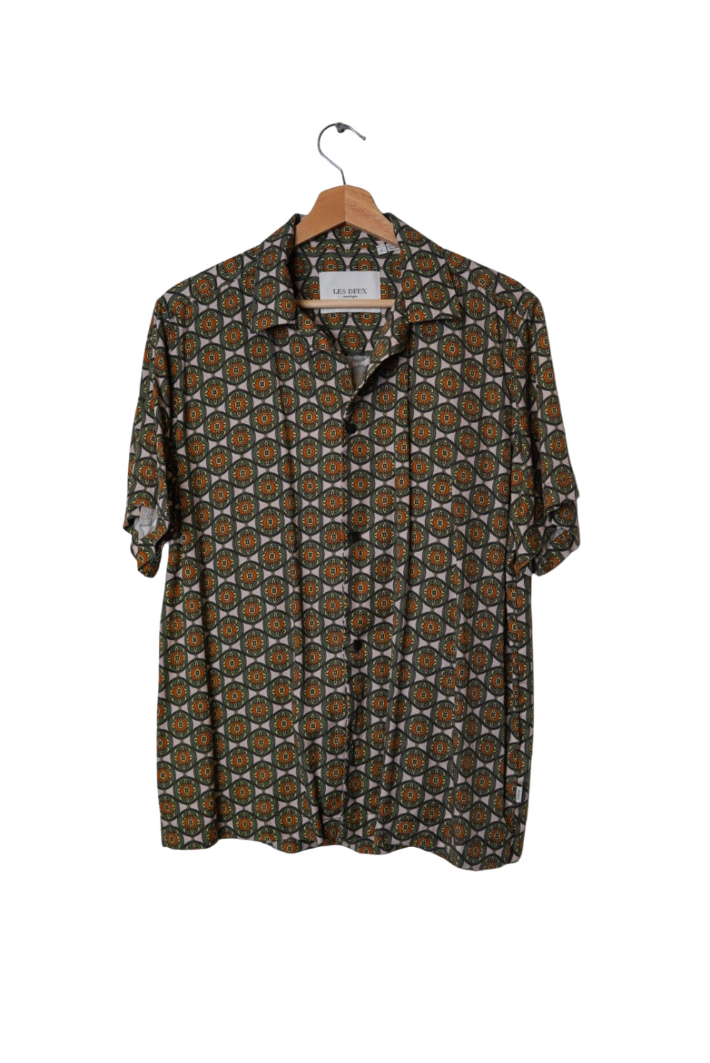 Les Deux Pink and Green Short Sleeved Cotton Shirt