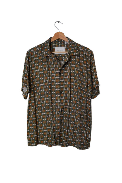 Les Deux Pink and Green Short Sleeved Cotton Shirt