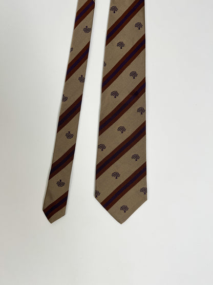 Mulberry Striped Logo Tie