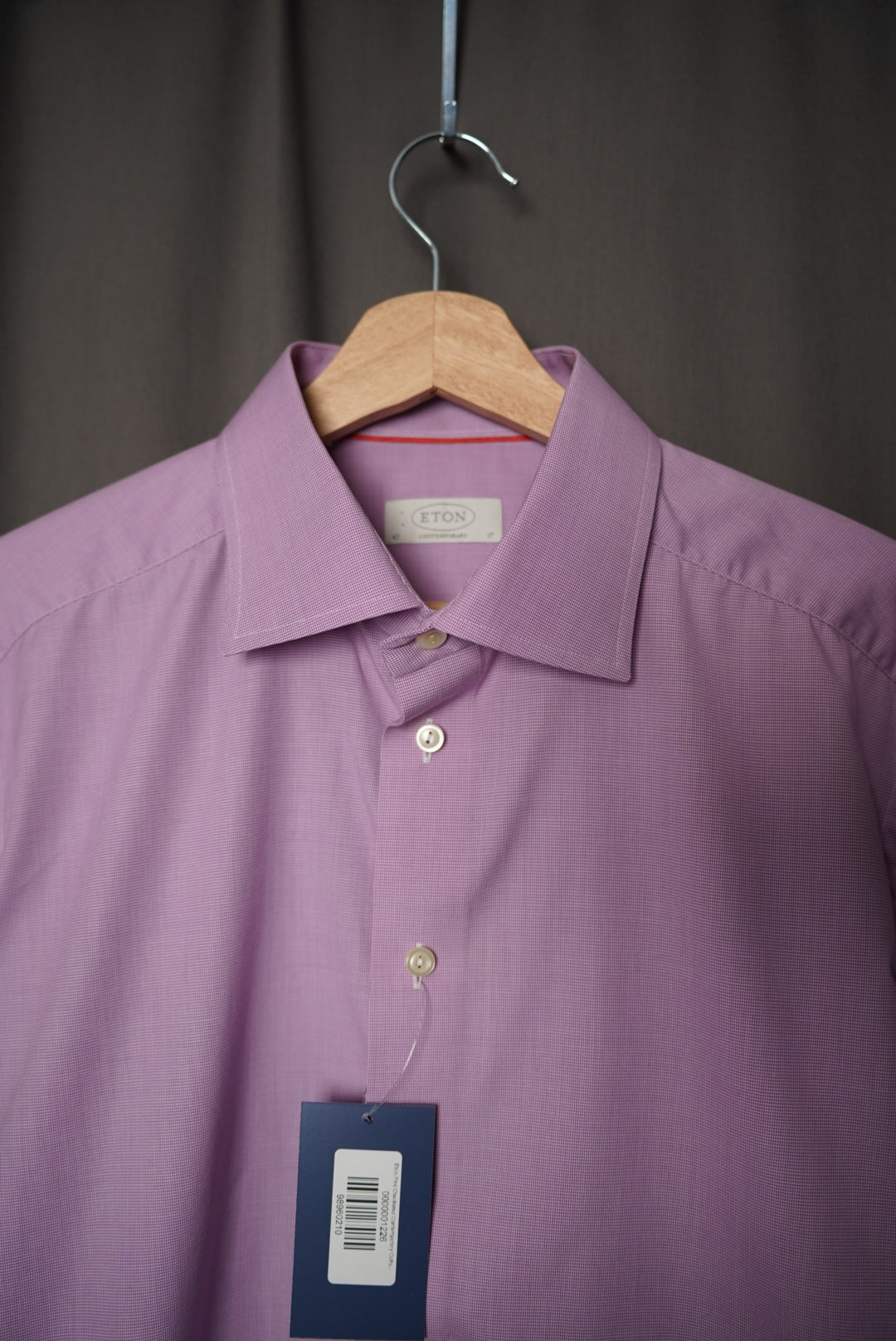 Eton Pink Checkered Contemporary Cotton Business Shirt