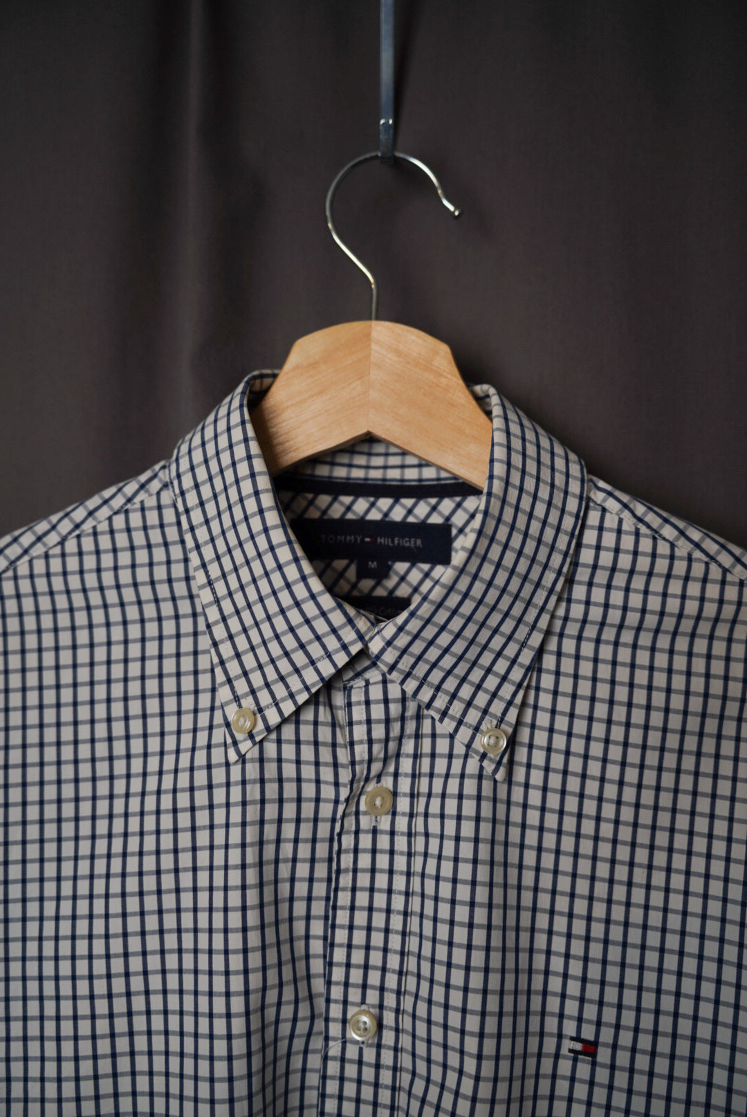 Tommy Hilfiger Navy and White Checkered 80&
