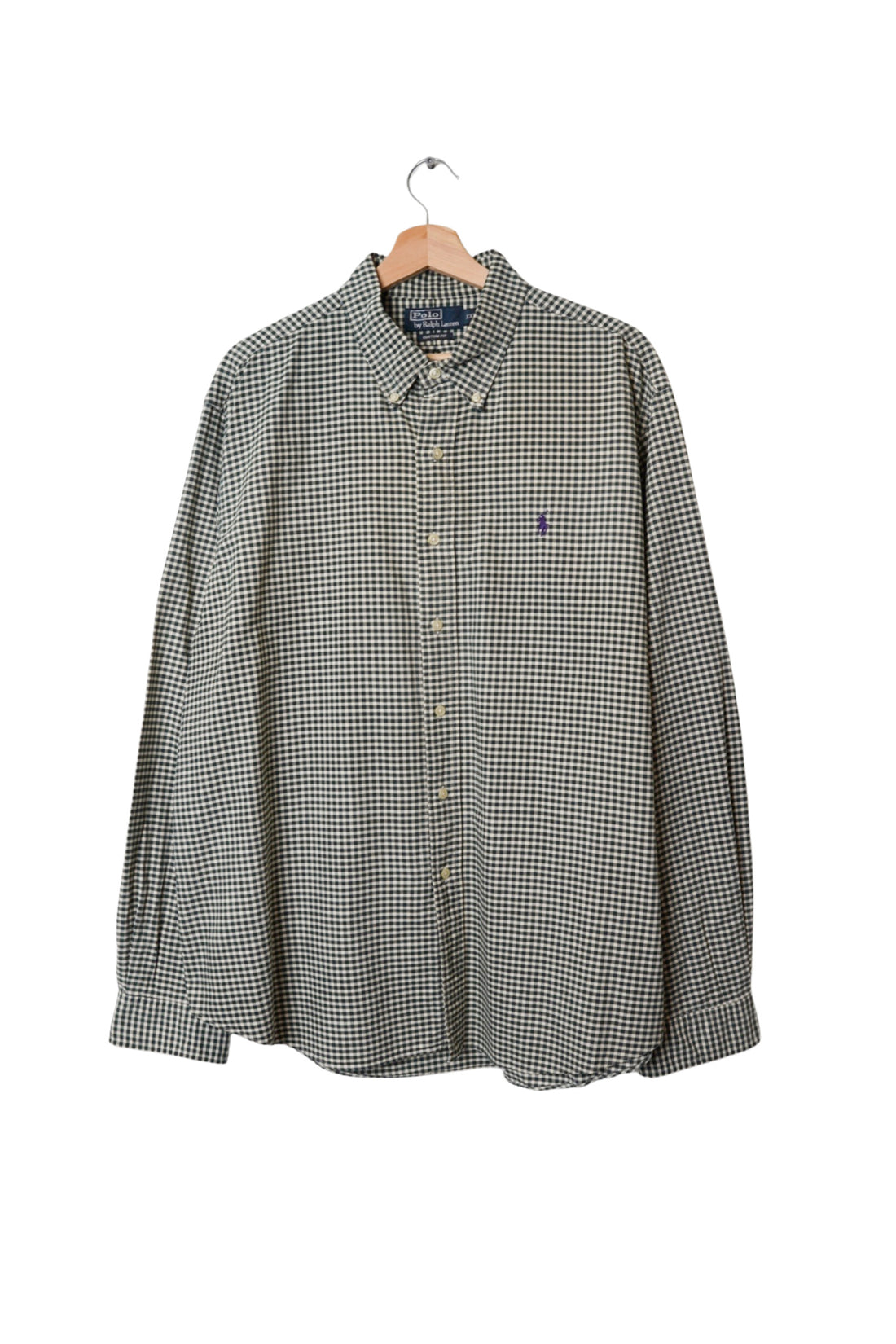 Ralph Lauren Darkgreen and White Checkered Custom Fit Cotton Shirt