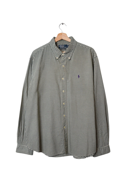 Ralph Lauren Darkgreen and White Checkered Custom Fit Cotton Shirt