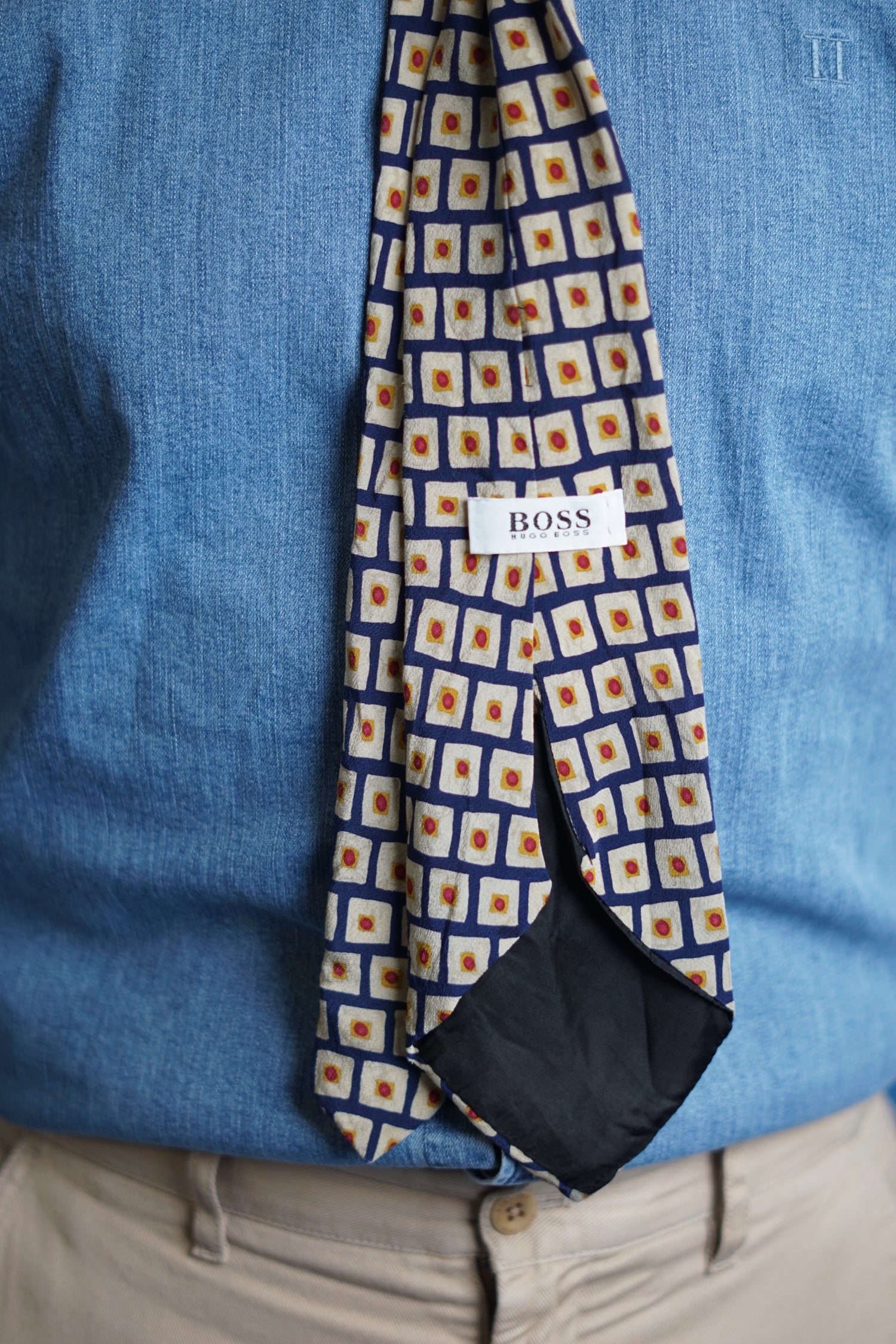 Hugo Boss Vintage Square Pattern Silk Tie