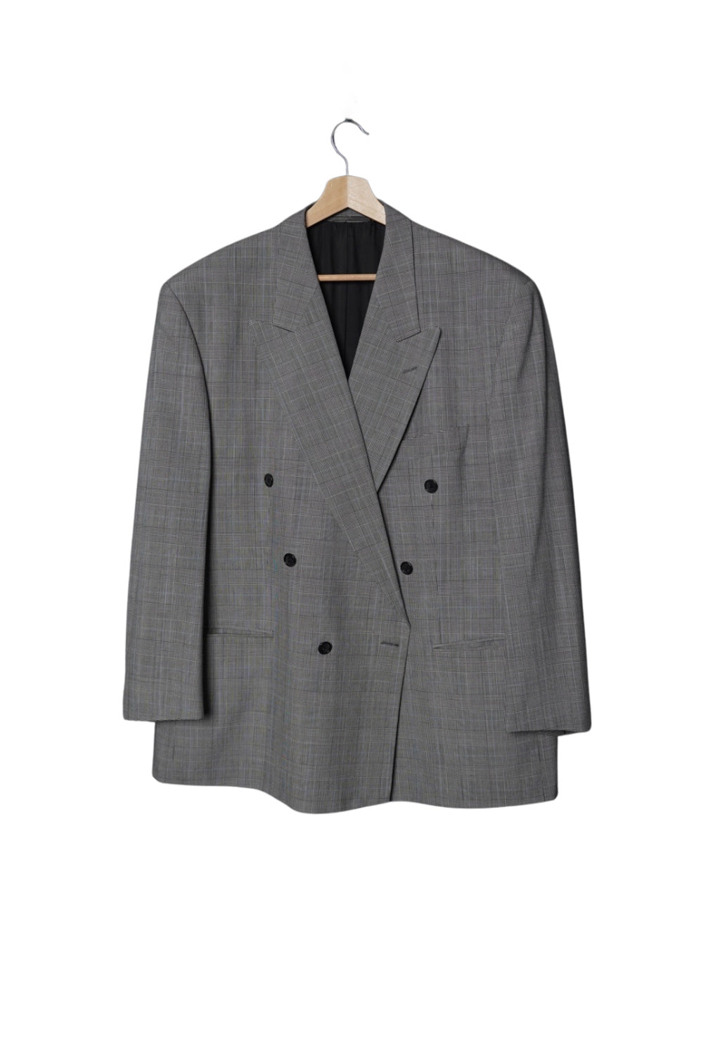 Bäumler Grey Checkered Double Chested Black Button Wool Blazer