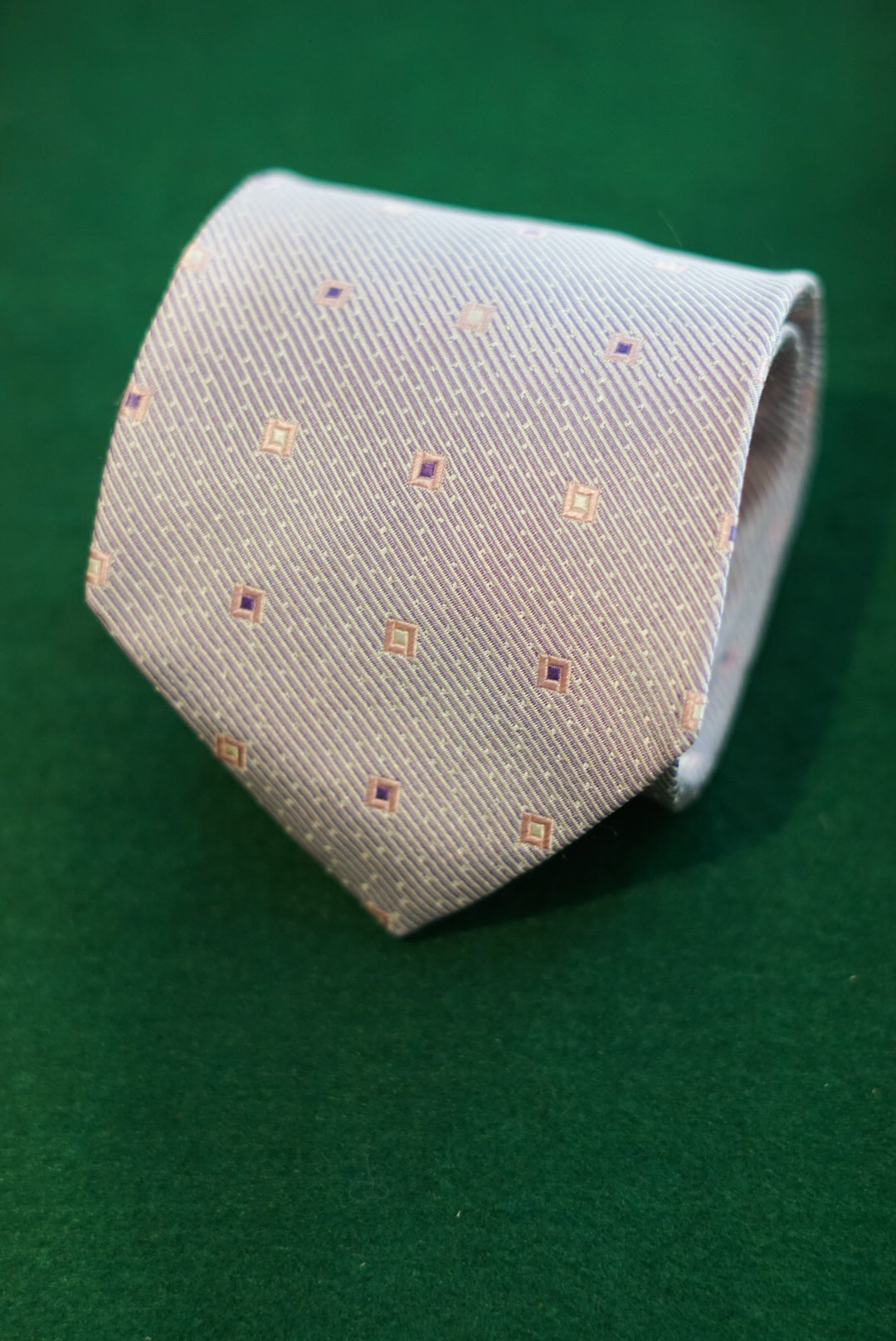 Gianni Versace Pink Striped and Square Vintage Slik Tie
