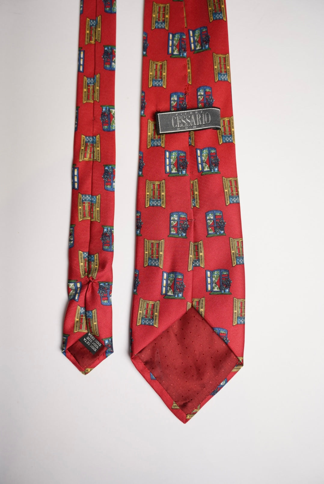 Cessario Red Window Print Silk Tie