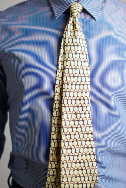 Gucci Yellow Chain Pattern Silk Tie