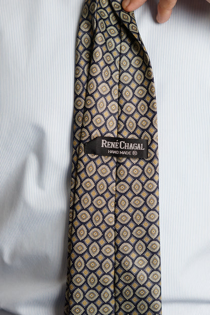 René Chagal Hand Made Navy Vintage Tie