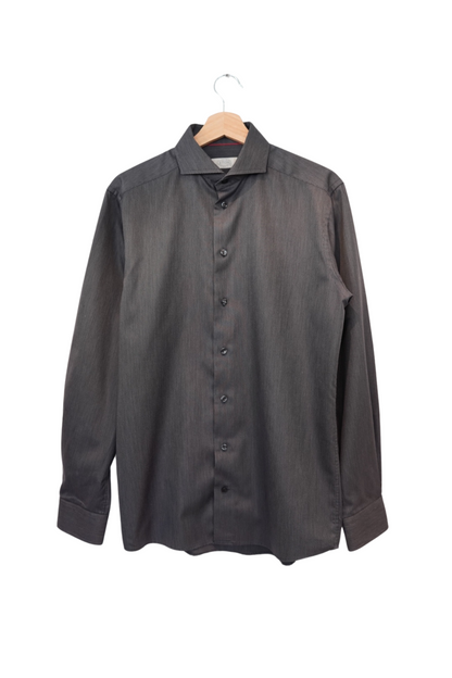Eton Gray Melange Slim Cotton Shirt