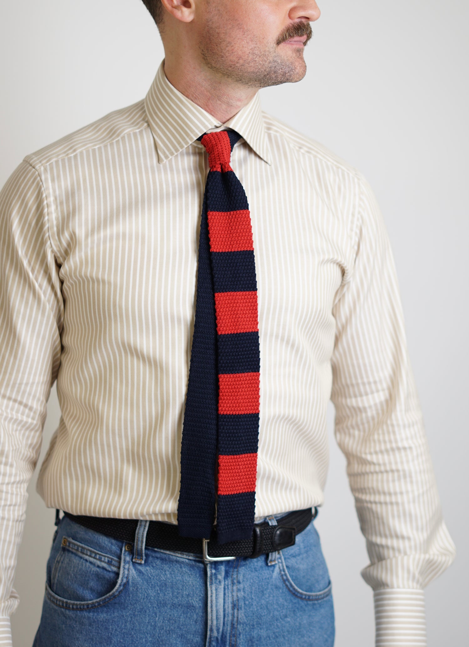 An Ivy Red and Navy Knitted Tie