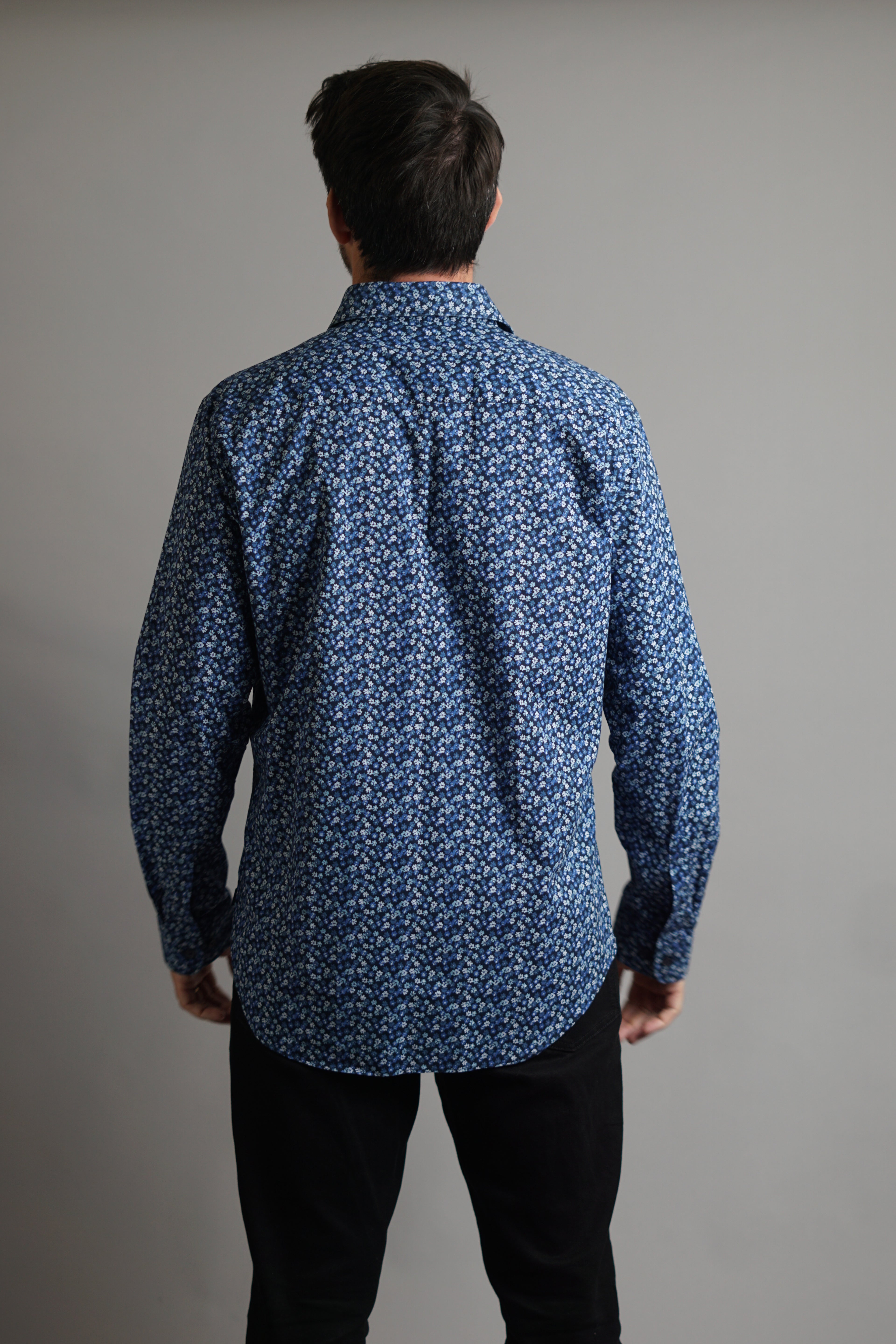 Matinique Blue and White Flower Pattern Shirt