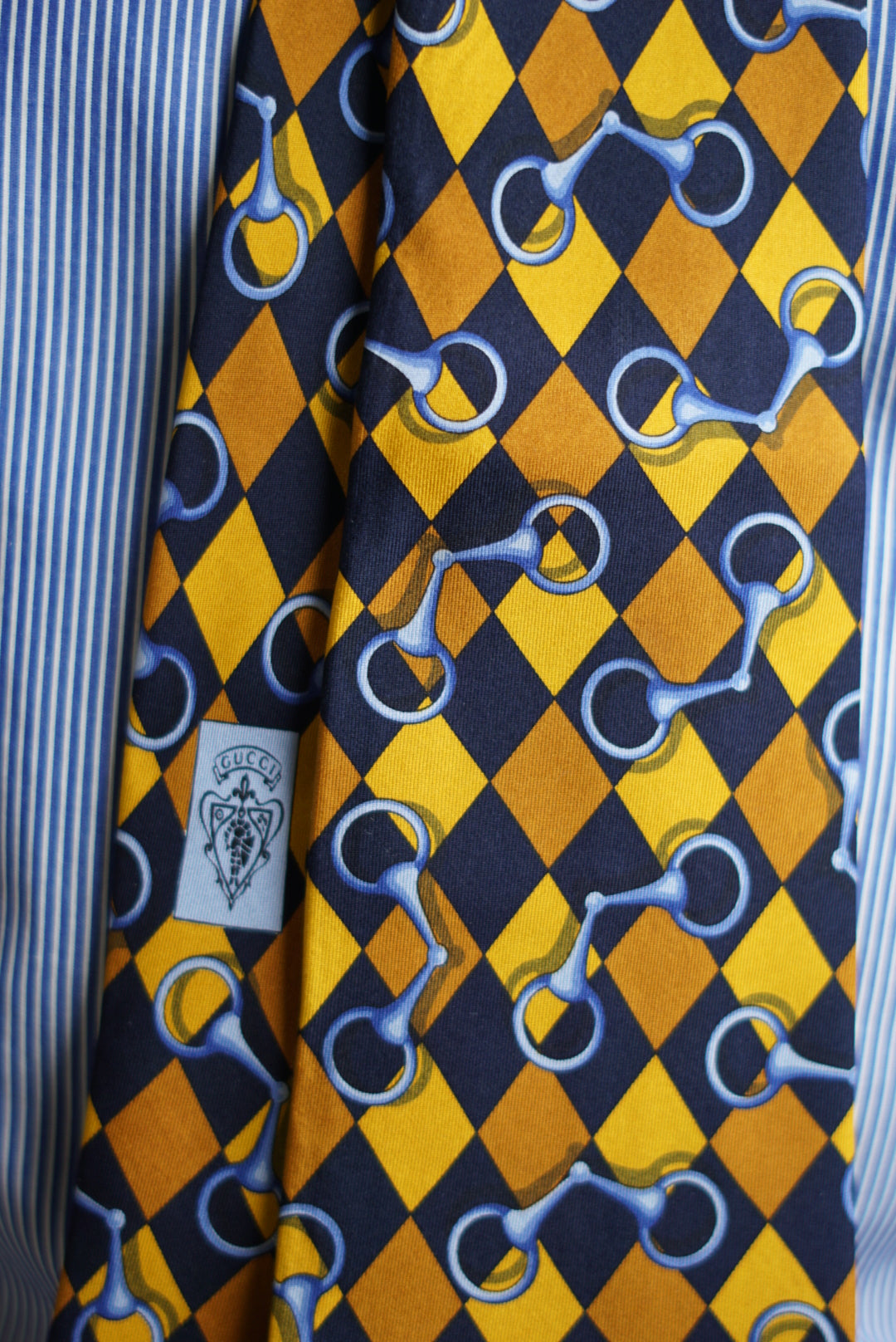 Gucci Checkered Chain Pattern Silk Tie