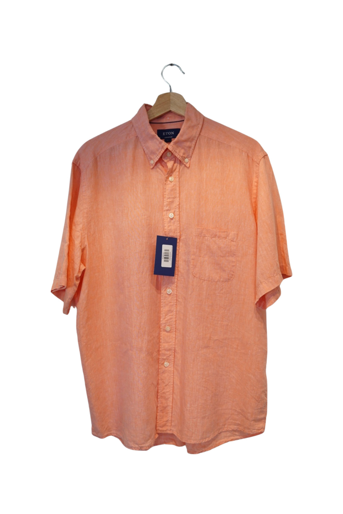 Eton Orange Contemporary Linen Short Sleeved Shirt