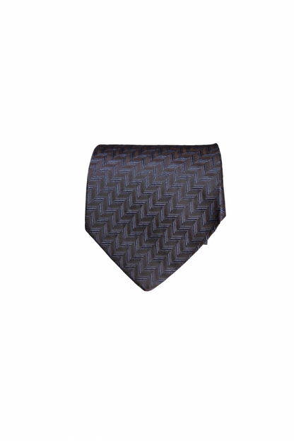 Hugo Boss Dark Grey and Purple Checkered Silk Tie