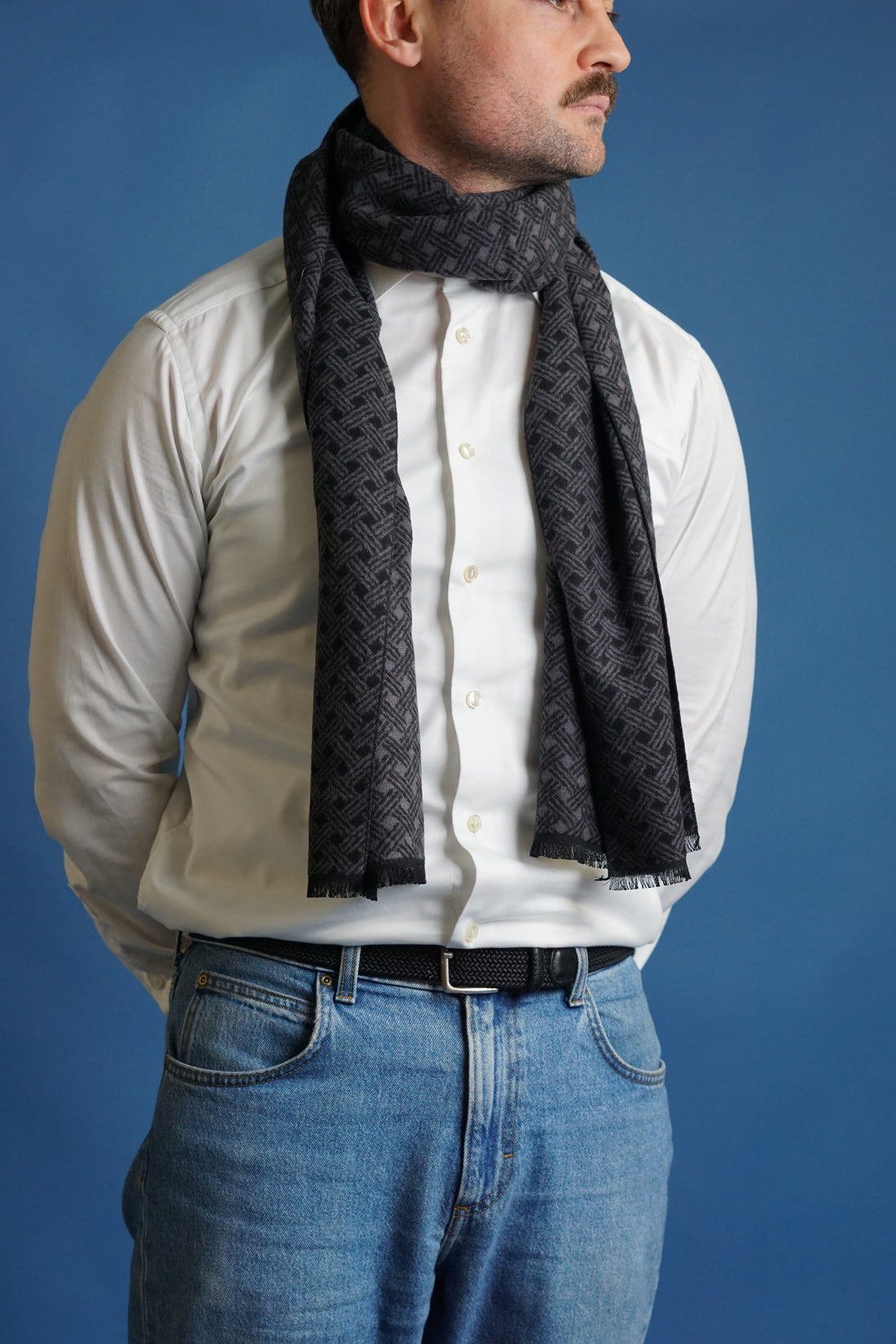 Bruun &amp; Stengade Black and Grey Wool Scarf