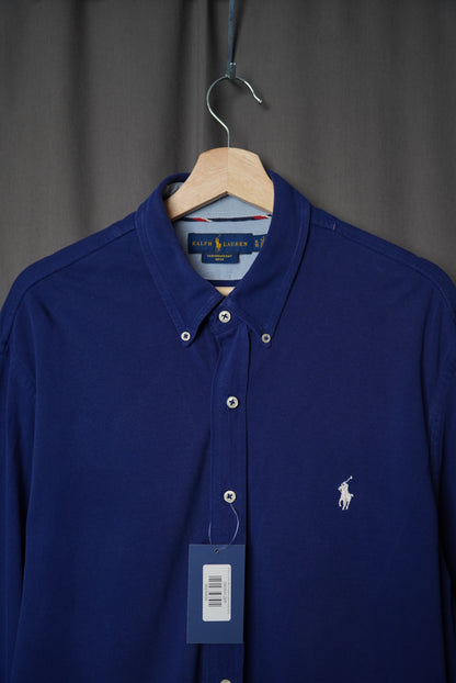 Ralph Lauren Blue Featherweight Mesh Button Down Cotton Shirt