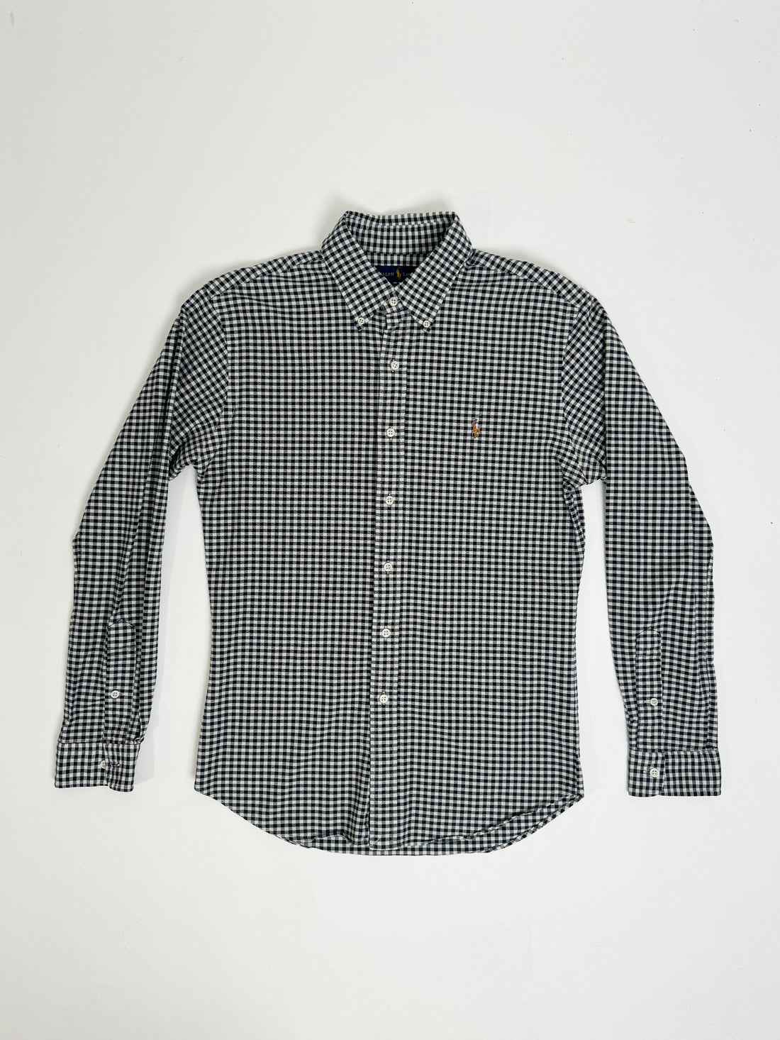 Ralph Lauren Slim Fit Black &amp; White Checkered Strech Oxford Shirt