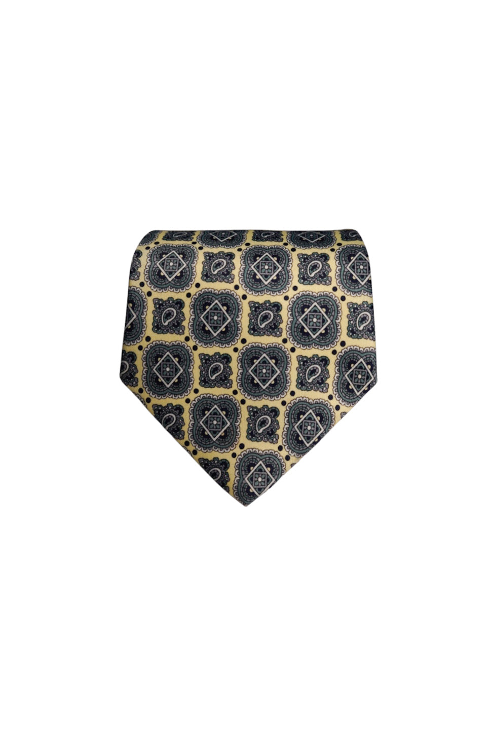 René Chagal Cream and Navy Hand Made Vintage Tie